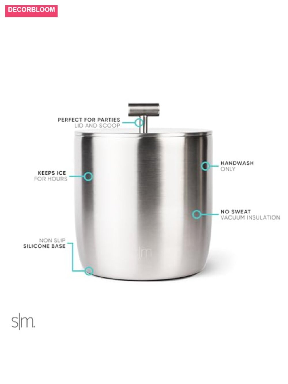 Vacuum Insulated Stainless Steel Ice Bucket with Lid and Scoop - 100oz Party - Picture 2 of 5